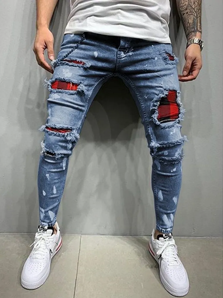 Top Trends: 2023 Fashion Men Jeans Streetwear Knee Hole Ripped Stretch Skinny Denim Pants Autumn Summer Jeans For Men Jogger Pants Slim Fit Shoppable Styles - Image 2