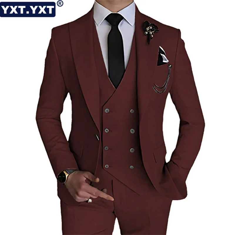 Top Trends: Luxury Full Men's Suit 2023 New In 3 Pcs Set Men's Leisure Boutique Business Solid Color Slim Formal Elegant Wedding Pants Sets Shoppable Styles