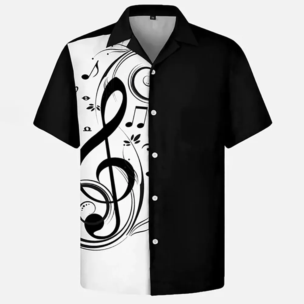 Top Trends: Summer Shirt Men 2023 Hawaiian Man Short Sleeve Shirt Musical Note Print Men's Women's Beach Travel Casual Oversized Clothing Shoppable Styles