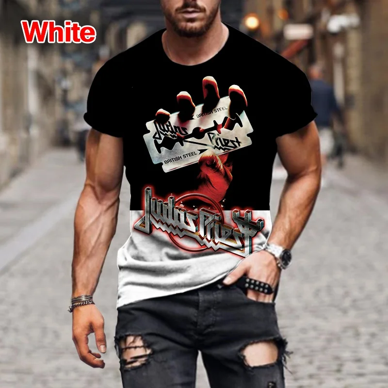 Top Trends: Fashion Hip Hop Rock Judas Priest Band 3D Printed T Shirts For Men Casual Street Trend Short Sleeve T-shirt Large Size Clothing Shoppable Styles