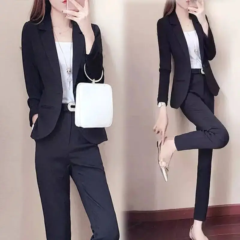 Top Trends: Two Piece Set Pants For Women Black Trouser Suit Blazer And Outfit Office Professional Womens 2 Pant Sets Wear To Work Promotion Shoppable Styles