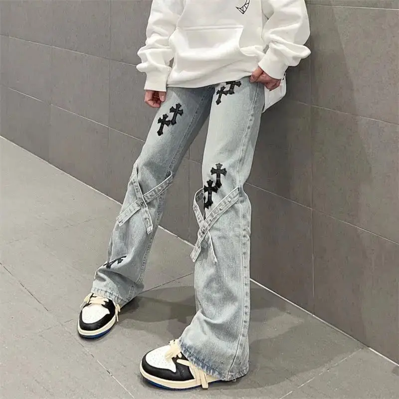 Top Trends: High Street Y2K Women Jeans Harajuku Vintage Spring Autumn Pants High Waist Hip Hop Fashion Crosses Wide Leg Loose Trousers 2023 Shoppable Styles