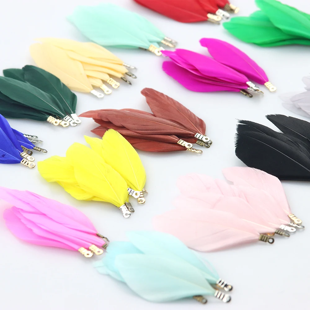 Top Trends: 45mm 12pcs / LOT Colorful Natural Feather Tassel DIY Bracelet Necklace Home Decor Craft Jewelry Accessories Pendant Charm Shoppable Styles