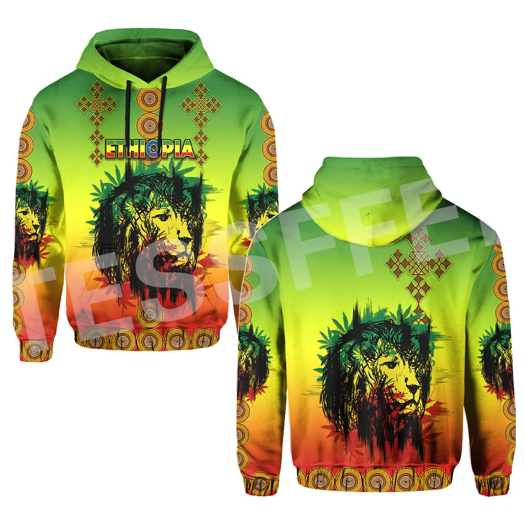 Top Trends: Africa Country Flag Lion Ethiopia Church Reggae Tribel Tattoo Streetwear Tracksuit 3DPrint Unisex Casual Funny Jacket Hoodies 5X Shoppable Styles