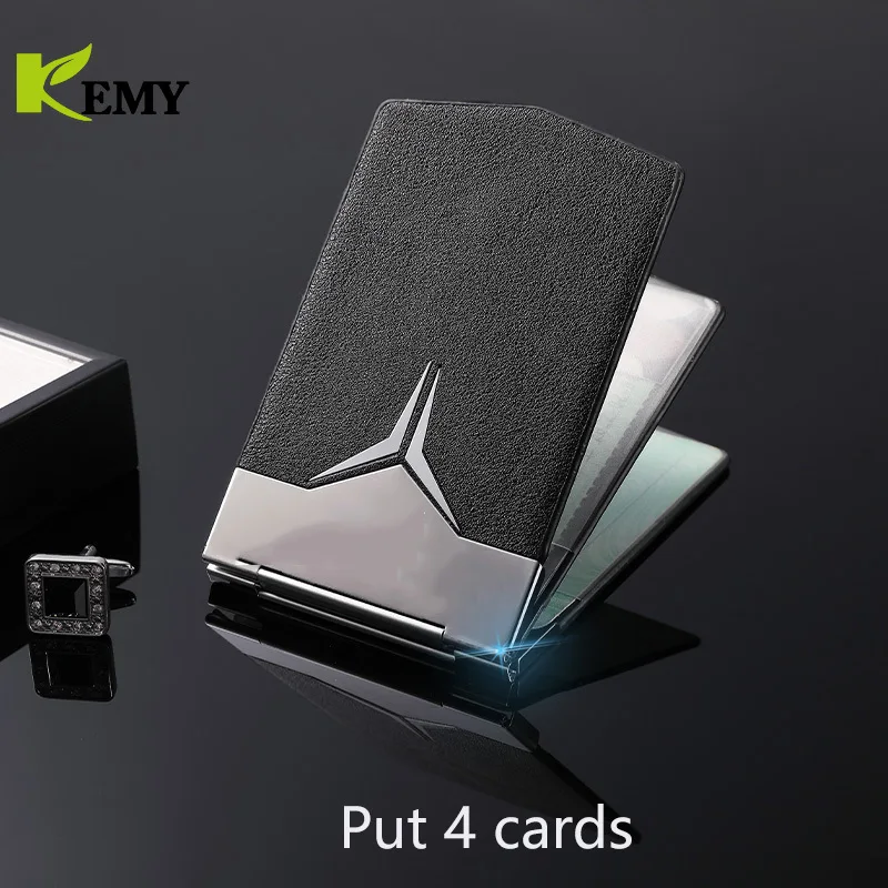 Top Trends: Fashion Aluminum Antimagnetic Card Holder Women Men Metal Cowhide Rfid Credit Card Business Card Holders Organizer Purse Wallet Shoppable Styles