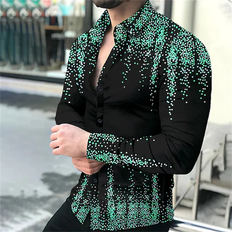 Top Trends: 2023 New Mens Shirts Single-breasted Shirts Casual Party Ball Shirts Gold Dots 3D Printed Long-sleeved Tops Men Fashion Shoppable Styles - Image 4