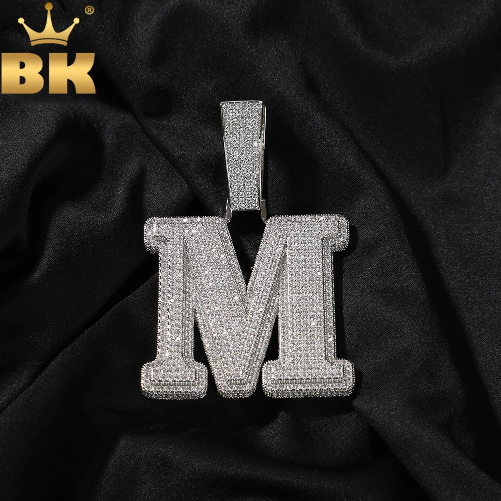 Top Trends: TBTK Big Bold Single Letter Pendant Initial Letter A-Z Micro Paved Out 5A Cubic Zirconia Charm Necklace Hiphop Jewelry Shoppable Styles