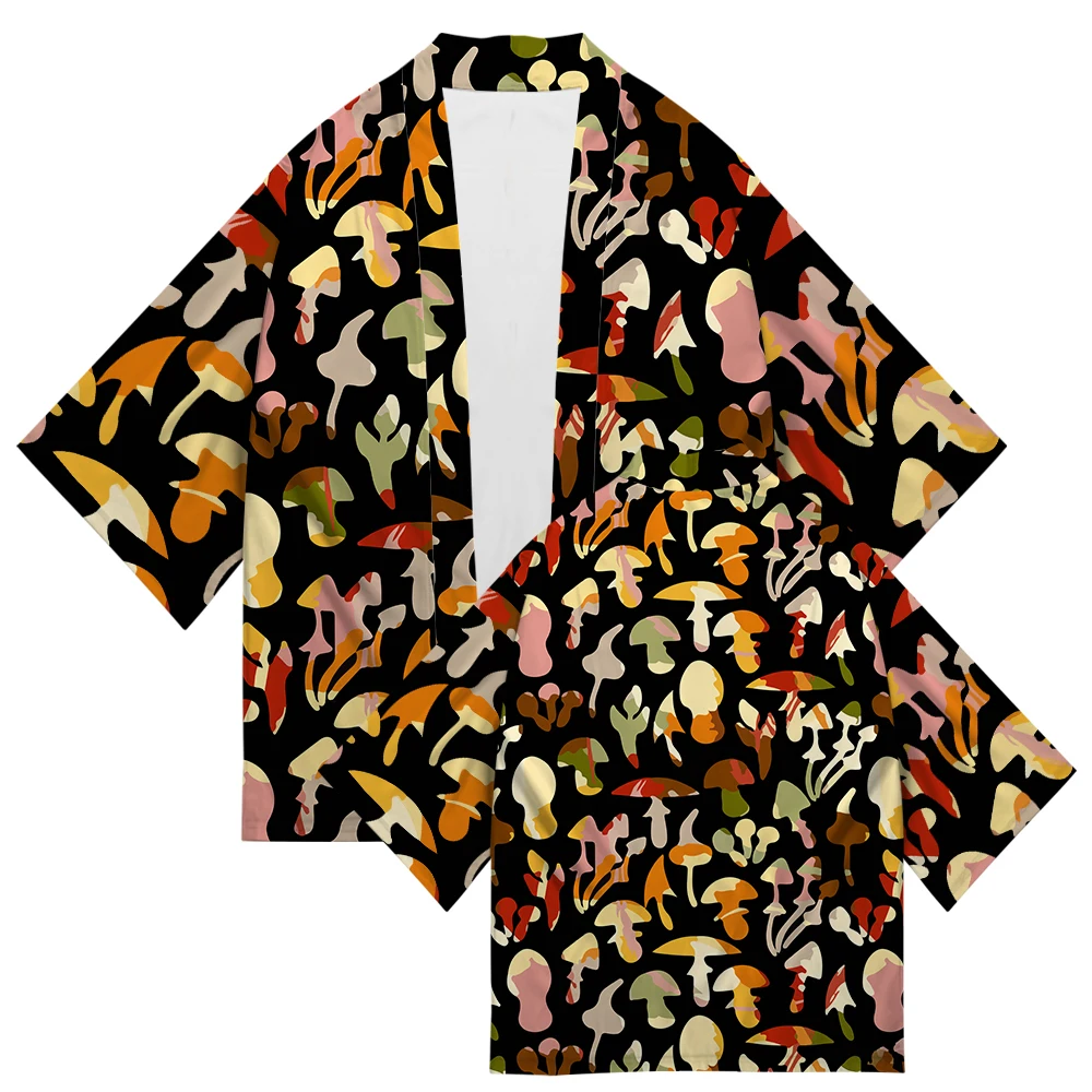 Top Trends: Mushroom Print 2022 Summer Chic Loose Japanese Streetwear Cardigan Women Men Harajuku Kimono Cosplay Top Shirts Yukata Shoppable Styles