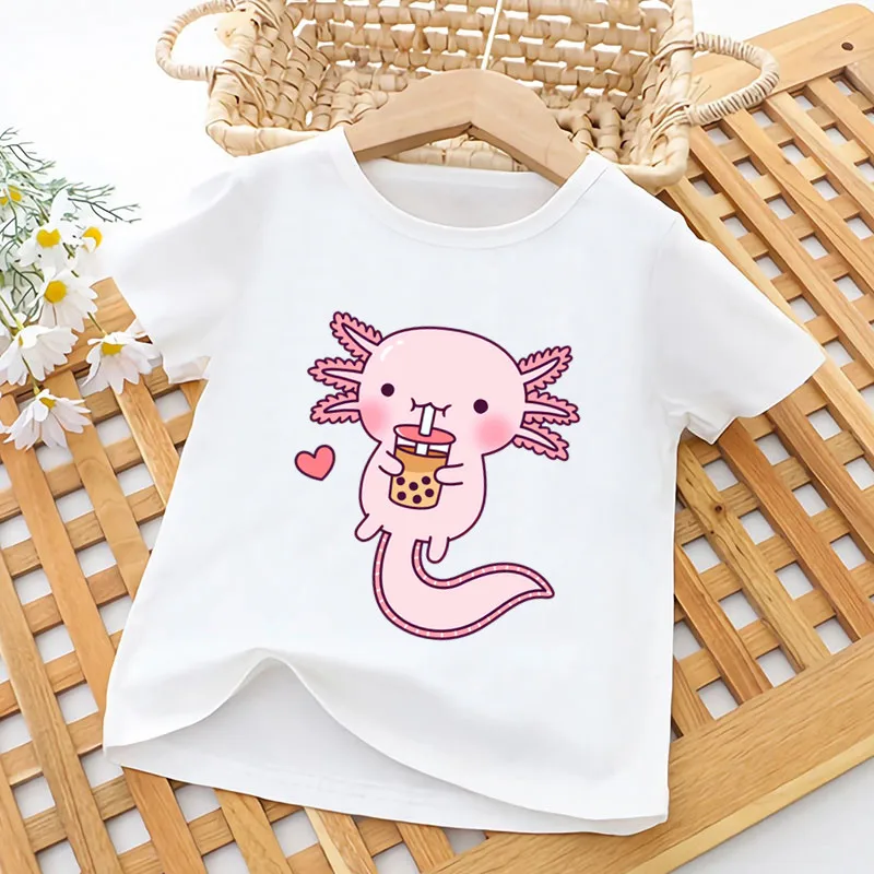 Top Trends: Cute Relax Axolotl Print Funny Kids T Shirt Girls Summer Tops Baby Boys Clothes Cartoon Kawaii Children Short Sleeve T-shirt Shoppable Styles - Image 2