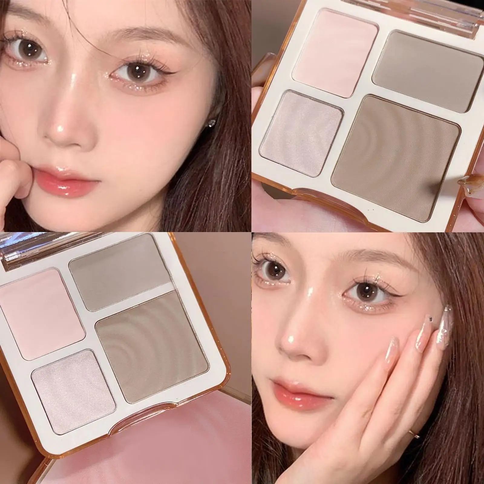 Top Trends: Four-color Highlighter Contour Palette Illuminator Makeup 3D Bronzer Matte Contour Powder Rose Blush Highgloss Palette Cosmetics Shoppable Styles - Image 4