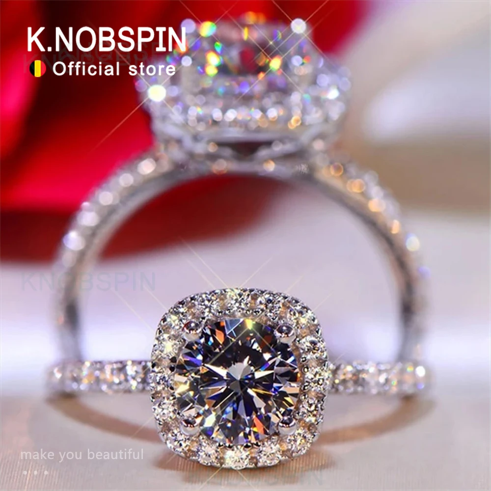 Top Trends: KNOBSPIN D Color Round Moissanite Ring 925 Sterling Silver Plated With 18k White Gold Rings For Women Wedding Band Fine Jewelry Shoppable Styles