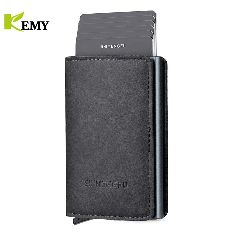 Top Trends: Leather Card Holder Men RFID Blocking Aluminum Metal Slim Wallet Money Bag Credit Card Holder Thin Case Small Male Purses Shoppable Styles