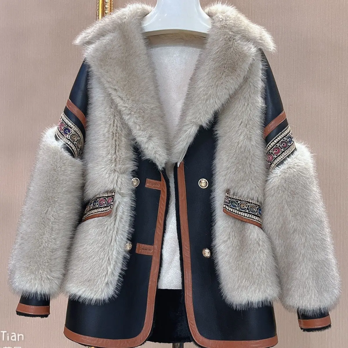 Top Trends: Autumn Winter Leather Jacket Women Faux Fur Coat Long Sleeve Vintage Streetwear Luxury Brand Thickened Fur Jackets Buttons New Shoppable Styles