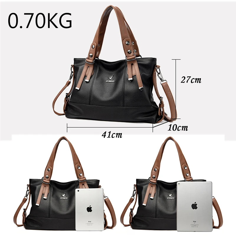 Top Trends: Luxury Designer Ladies Large Capacity Purse Bags NEW Brands Soft Leather Handbags For Women Vintage Shoulder Tote Bag Sac A Main Shoppable Styles - Image 2