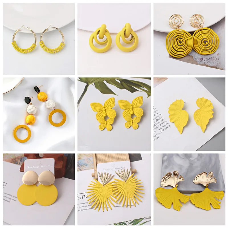 Top Trends: Yellow Color Hanging Earrings For Women Flower Dangle Earrings Korean Fashion Women&#039;s Earrings Party Gift Pendientes Mujer Shoppable Styles