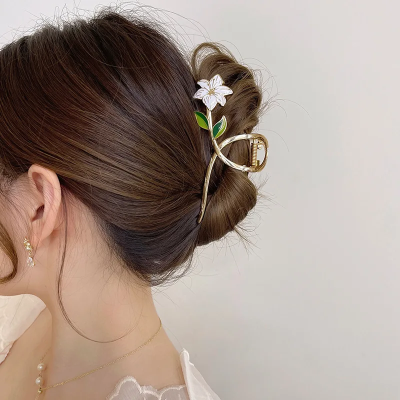 Top Trends: New Women Metal Hair Claw Elegant Gold Flowers Hair Clips Barrette Crab Headband Ponytail Clip Headwear Hair Accessories Tiara Shoppable Styles