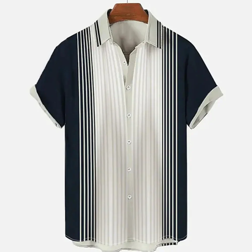 Top Trends: Simple Stripe Men's Hawaiian Shirt Casual Short Sleeve Shirt Men European Size 2023 Men's Shirt Fashion Caual Breathable Tops Shoppable Styles