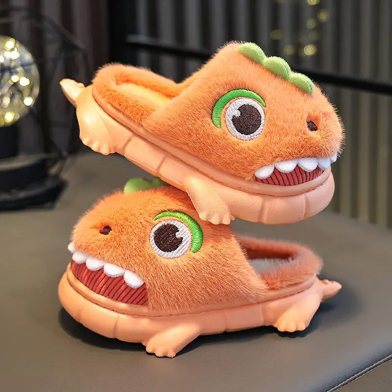 Top Trends: New Funny Green Dinosaur Slippers For Kids Boys Girls Animal Home Shoes Fuzzy Indoor House Slippers Children Funny Shoes Slides Shoppable Styles - Image 5