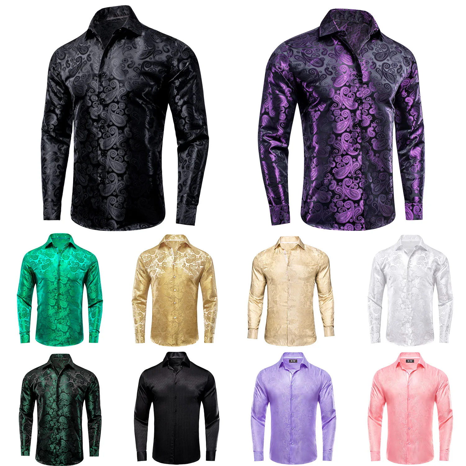 Top Trends: Dropshipping Silk Mens Shirts Long Sleeves Woven Paisley Wedding Business Party Overshirt Wholesale For Male Wedding Business Shoppable Styles