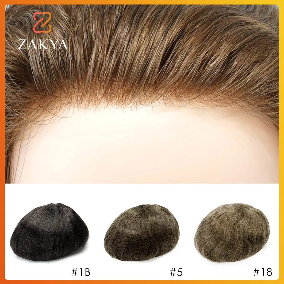 Top Trends: Invisible Knot Natural Hairline Men Toupee Thin Skin Male Wig Remy Human Hair 0.06mm 0.1mm Men's Capillary Prosthesis System Shoppable Styles