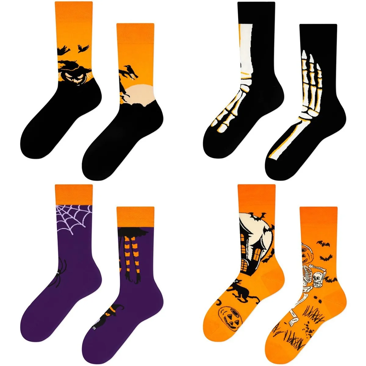 Top Trends: Creative Halloween Funny Unisex Crew Socks Cartoon Pumpkin Skull Men Women Irregular AB Style One Size Novelty Socks Wholesale Shoppable Styles