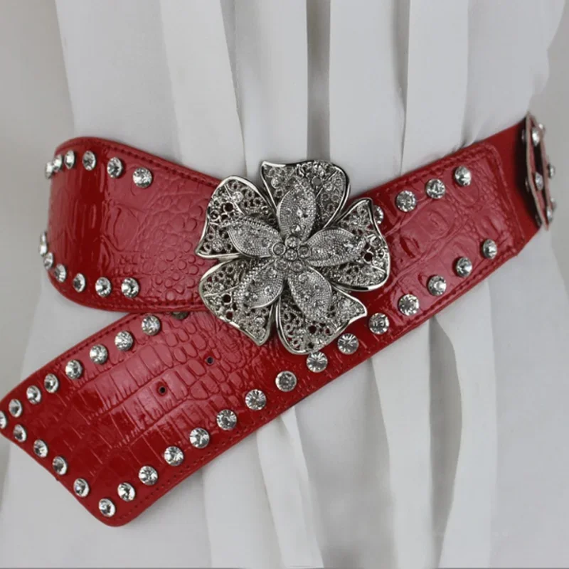 Top Trends: Fashion Flower Alloy Buckle Strap Rhinestone Belt Wome Crystal Studded Corset Belt For Jean Cinto De Strass Clothes Decoration Shoppable Styles - Image 6