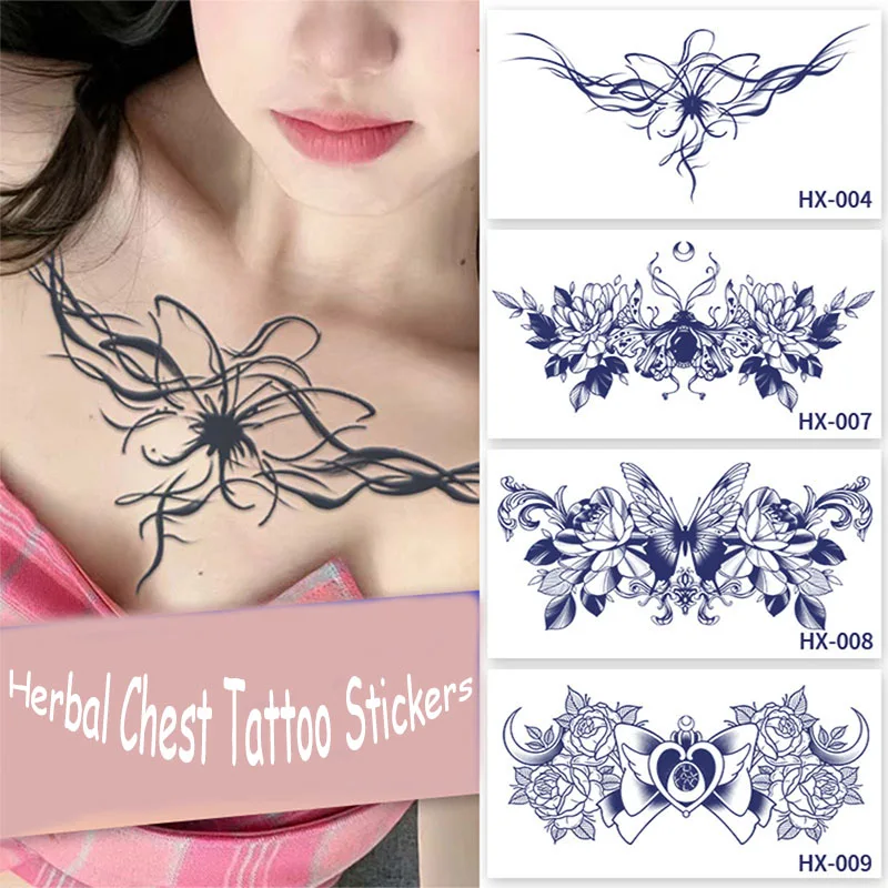 Top Trends: Herbal Tattoo Stickers Chest Floral Back Big Size Wings Waterproof Men Women Lasting Realistic Body Art False Tattoo Shoppable Styles - Image 5