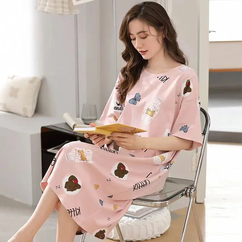 Top Trends: New Summer Women&#039;s Pajamas Cute Short-sleeved Nightdress Cartoon Large Size Summer Dress Home Service Can Be Worn Outside Shoppable Styles