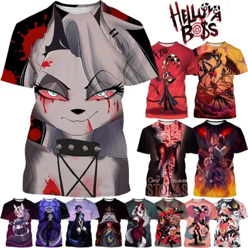 Top Trends: Fashion Women Clothing New Helluva Boss 3D Print Anime T-shirt Unisex Oversized T Shirt Harajuku Round Neck Short Sleeve Tops Shoppable Styles