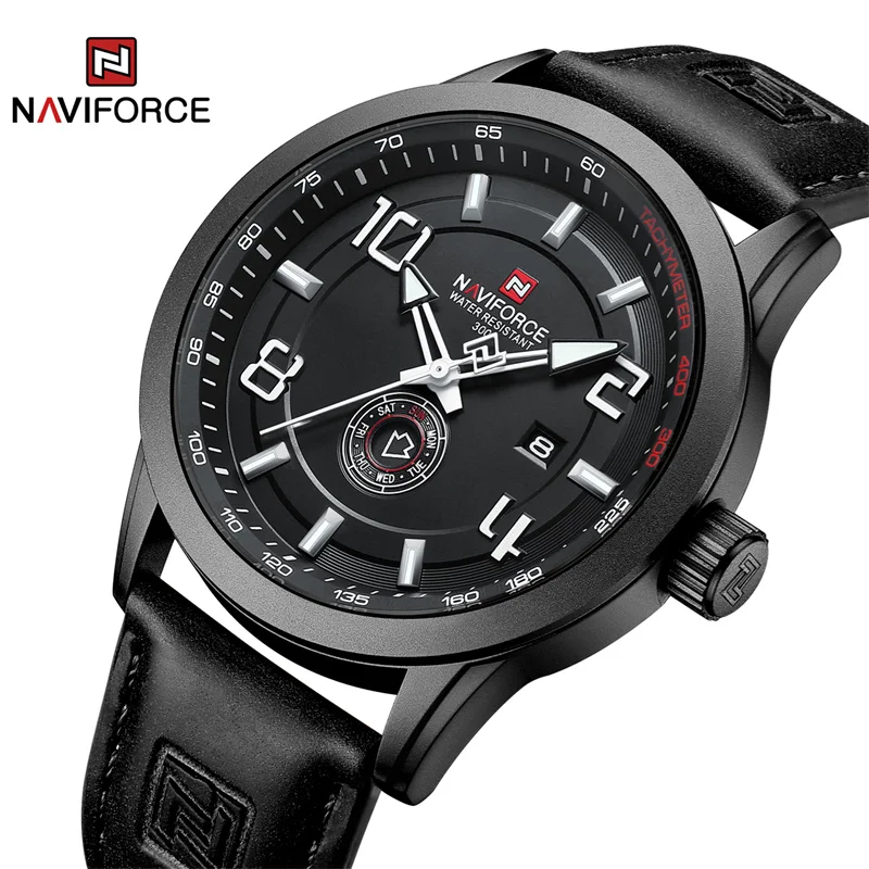 Top Trends: NAVIFORCE Original Men's Watches Simple Fashion Waterproof PU Strap Luminous Date Week Male Quartz Wristwatch Relogio Masculino Shoppable Styles