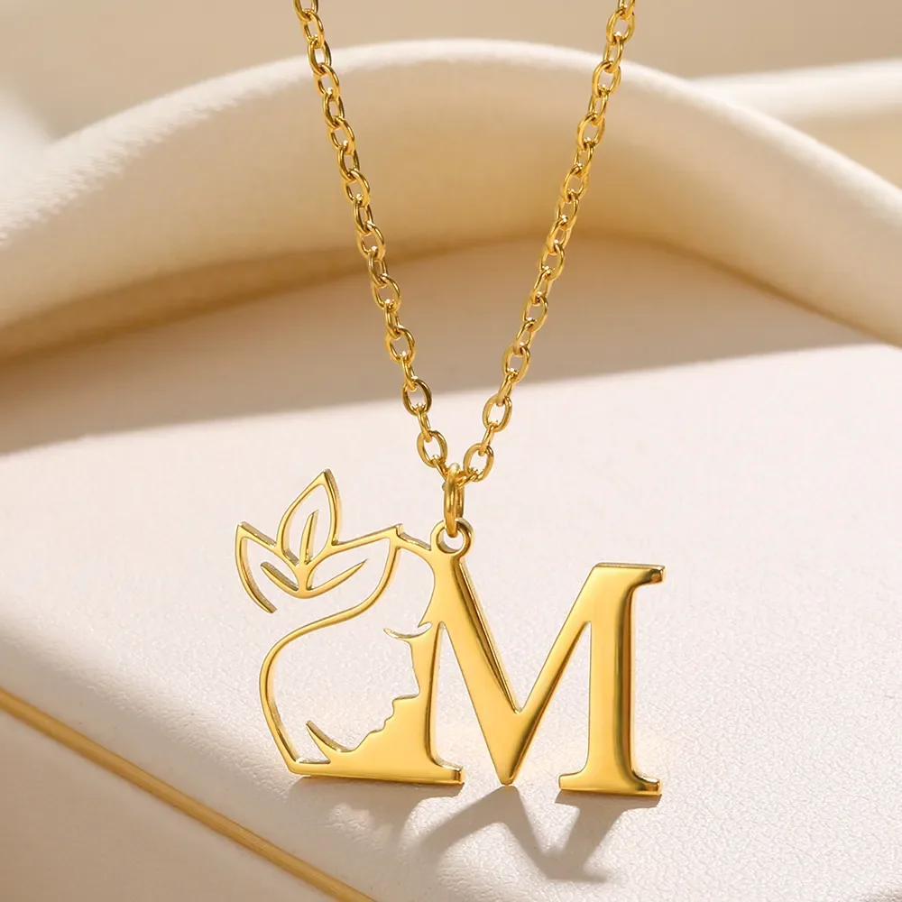 Top Trends: Beauty Flower Initial Necklace Women Girl Gifts Stainless Steel Gold Color Letter Pendant Choker Necklaces Alphabet Jewelry Shoppable Styles