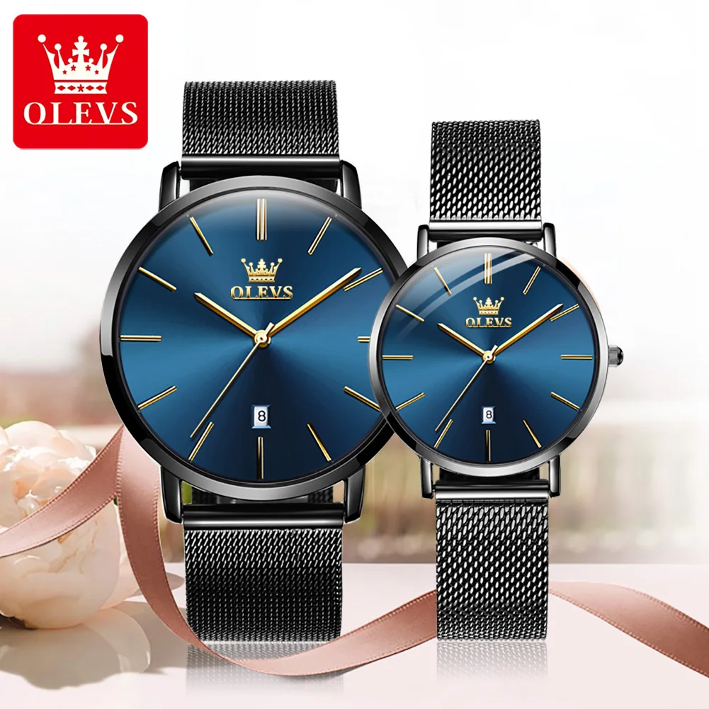 Top Trends: OLEVS 5869 Quartz Watches For Couple Ultra Thin Waterproof Stainless Steel Strap Fashion Couple Wristwatches Relogio Masculino Shoppable Styles