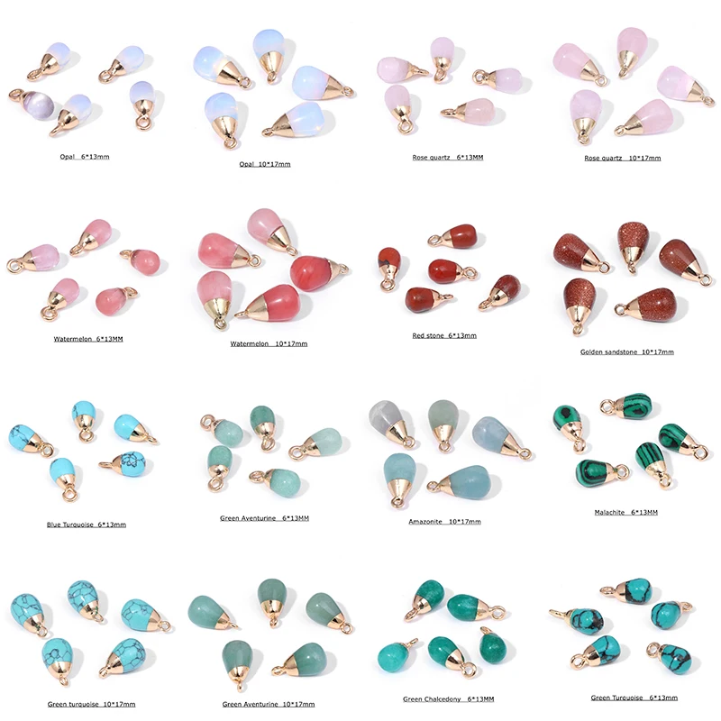 Top Trends: Natural Drop-shaped Stone Pendant Beads Turquoises Agates Pendant Gold Plated Water Drop Shape Pendant For DIY Jewelry Making Shoppable Styles