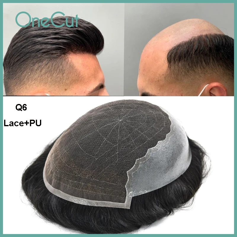 Top Trends: Q6 Lace&PU Base Men Toupee Breathable Replacement System 100% Natural Human Hair Wigs Men's Capillary Prosthesis Bleached Knots Shoppable Styles