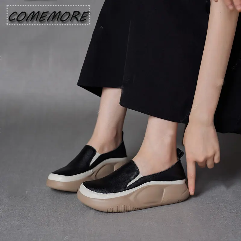 Top Trends: 2023 New Thick Sole Sneakers Women's Sports Fashion Casual Running Woman Spring Autumn Designer Flats Shoes Round Head Loafer PU Shoppable Styles