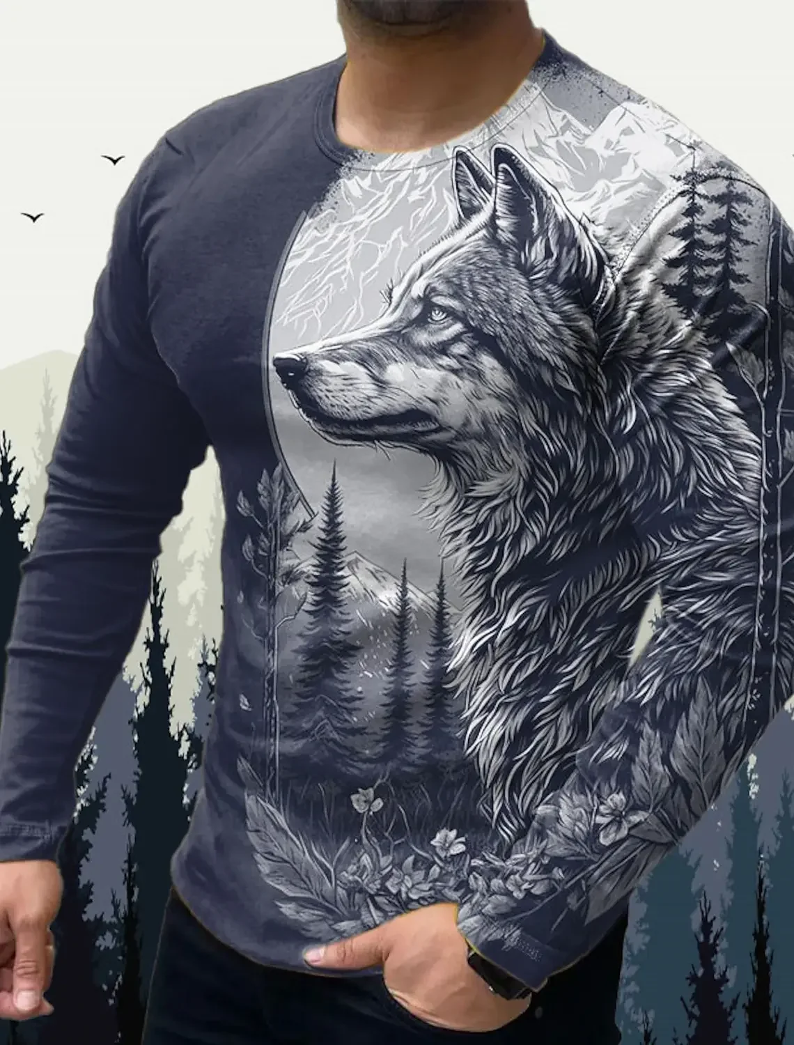 Top Trends: Men&#039;s T Shirts Vintage Animal Wolf Long Sleeve Tops Autumn Sweatshirt Graphic Casual Hip Hop Fashion Clothing O-neck T-shirts Shoppable Styles