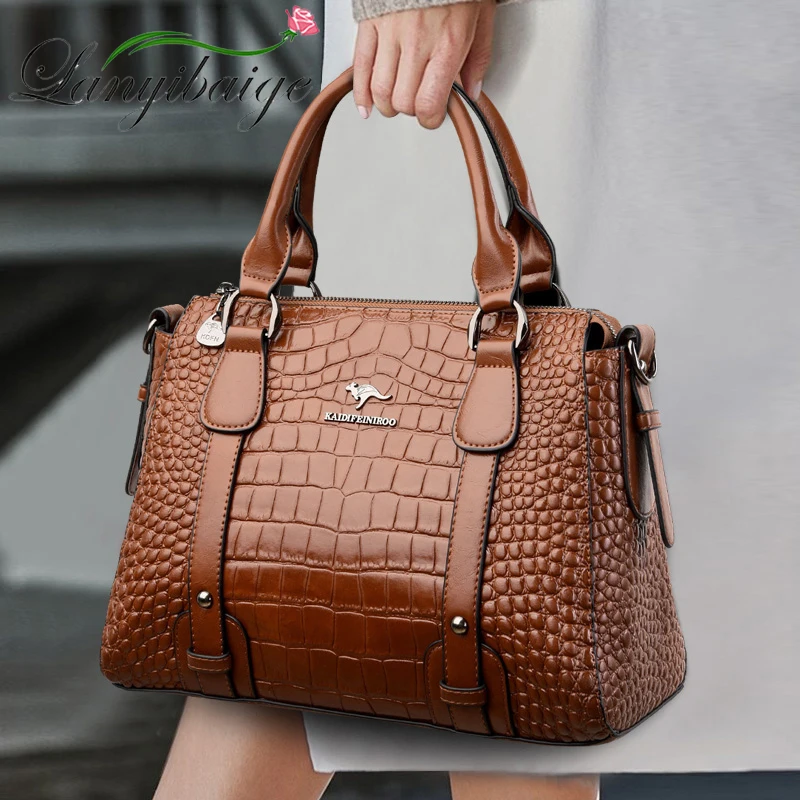 Top Trends: Brand 2024 Women Handbags Famous Designer Crocodile Stripe Casual Tote Bag High Quality Sac A Main Crossbody Shoulder Bags Bolsa Shoppable Styles