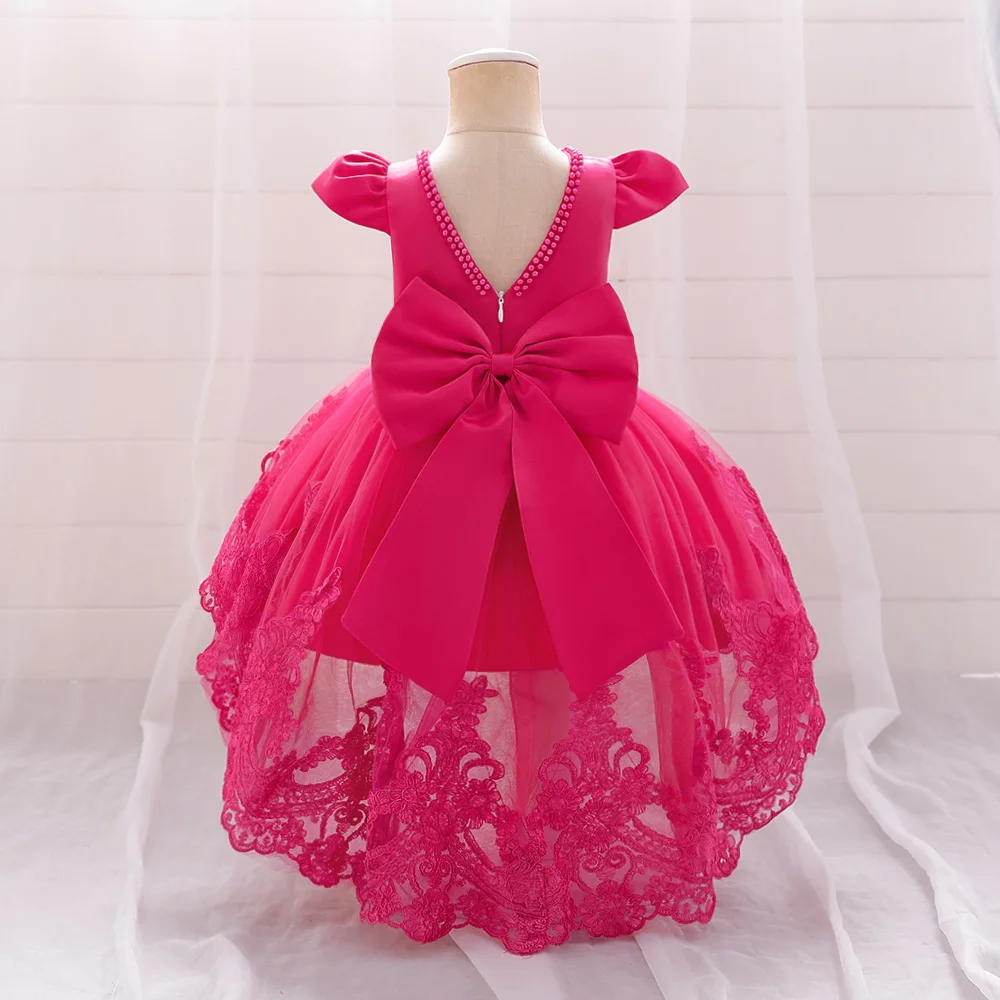 Top Trends: Toddler Bow Baby Dress For Girls Beading Tulle Princess 1st Birthday Embroidery Kids Party Dresses For Girl Pink Baptism Costume Shoppable Styles