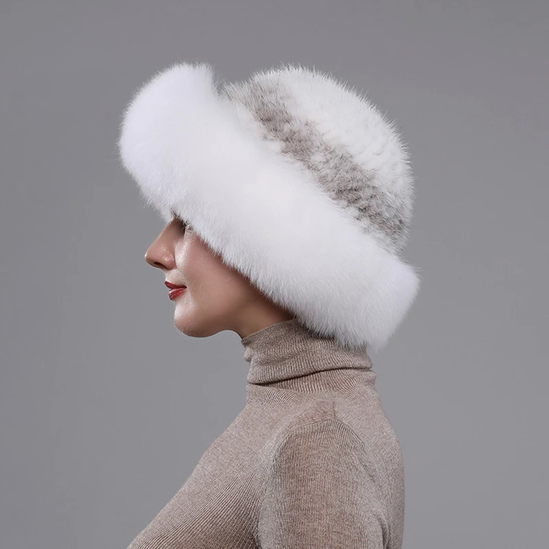 Top Trends: 2024 New Girls Quality Soft Genuine Mink Fur Hats Women Winter Luxury Knitted Real Mink Fur Bomber Hat Natural Warm Fox Fur Cap Shoppable Styles - Image 3