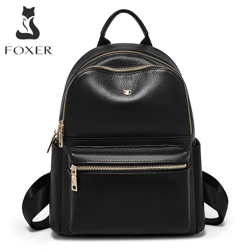 Top Trends: FOXER Brand Spilt Leather Backpack Simple Leisure Large Capacity Ladies Travel School Bag High Quality Women Soft Shoulder Bag Shoppable Styles