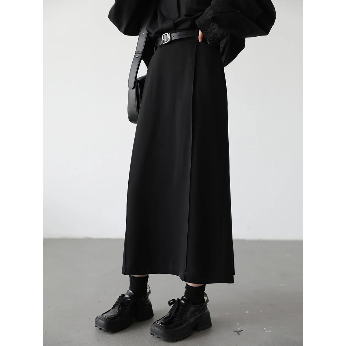 Top Trends: Casual Fashion Women&#039;s Skirts Loose High Waist Pleated Straight Tube Skirt Slit Black Female Clothes Office Lady Autumn Winter Shoppable Styles