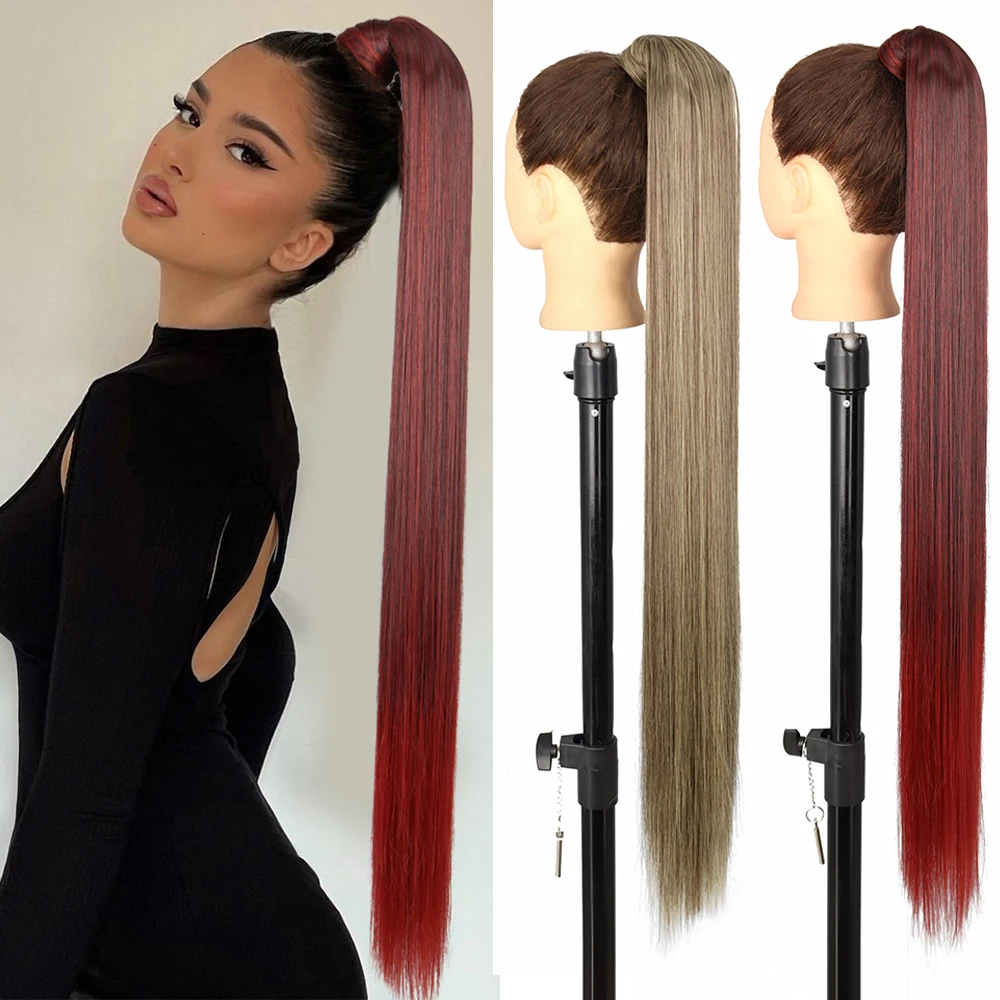 Top Trends: AZQUEEN Synthetic Long Straight Ponytail Wrap Around Clip In Hair Extensions 85cm Extra Long Heat Resistant Pony Tail For Women Shoppable Styles