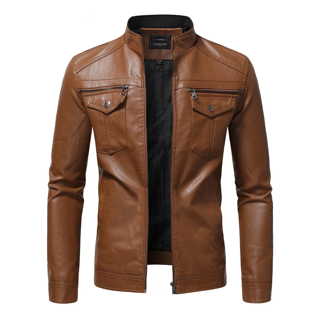 Top Trends: 2022 Autumn Fashion Trend Coats Male New Style Slim Stand-Up Collar Motorcycle Leather Jacket Men's PU Leather Jacket S-4XL Shoppable Styles