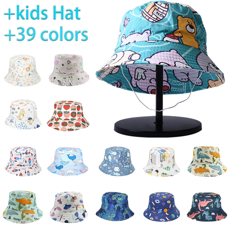 Top Trends: Panama Summer Children Cotton Cartoon Bucket Hat For Boys Printing Dinosaur Baby Girls Sun Hat Flower Kids Bonnet Shoppable Styles