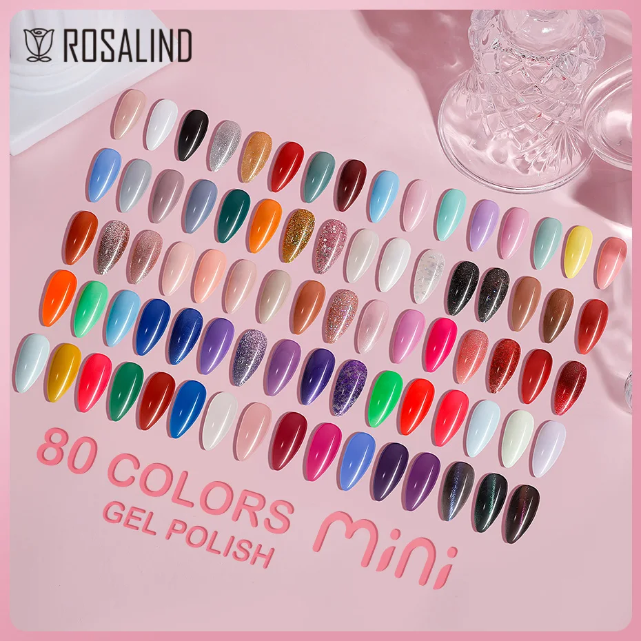 Top Trends: ROSALIND Mini Bottle Pure Color Nail Gel Polish Hybrid Varnish Semi Permanent Nail Art Soak Off UV Lamp Nail Gel Top Base Coat Shoppable Styles