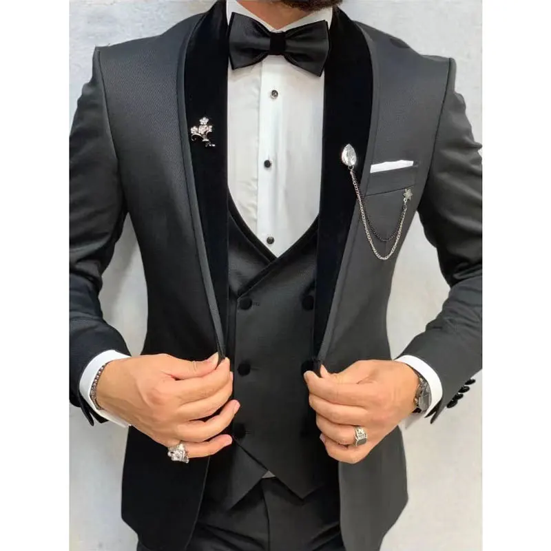 Top Trends: New Arrival European And American Deep Grey Men's Suit Three-piece Set Tailcoat Suit Groomsmen Formal Wear Trajes De Hombre Shoppable Styles