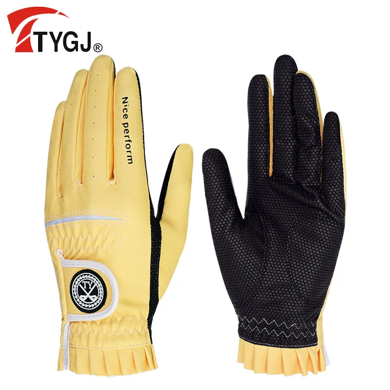 Top Trends: TTYGJ 2 Pair Golf Gloves For Women Breathable PU Leather Golf With Non-Slip Particle Outdoor Sports Hand Wear Golf Accessory Shoppable Styles