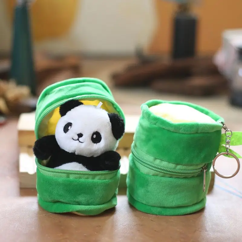 Top Trends: Creative Panda Doll Keychains Cute Plush Panda Keychains With Bamboo Storage Bag 2023 Kawaii Stuffed Panda Keyrings Wholesale Shoppable Styles