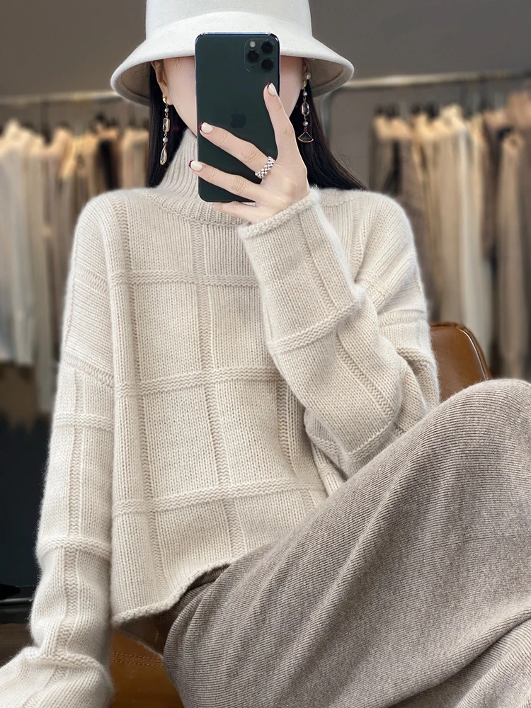 Top Trends: Luxury Fashion Women's Clothing Turtleneck Pullovers Long Sleeve Top Knitwears Wool Sweater Warm Soft Comfortable New Outerwears Shoppable Styles