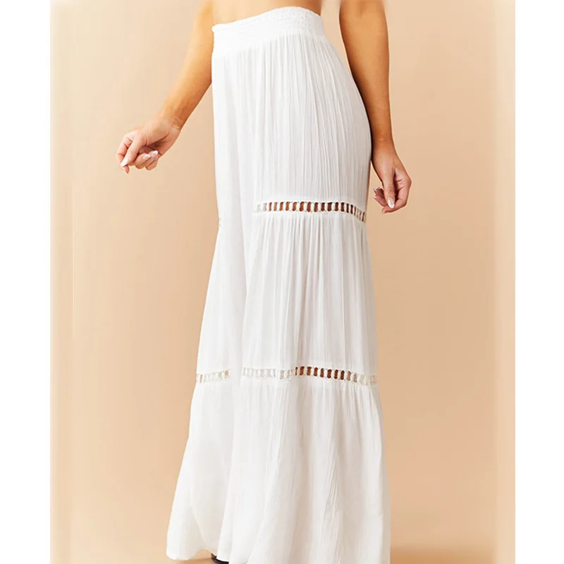 Top Trends: Spring Autumn Lady White Versatile Elastic High Waist Mopping The Floor Trousers Casual Hollow Out Loose Crumpled Wide Leg Pants Shoppable Styles - Image 3